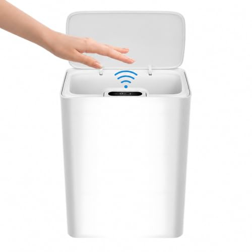 Gevvnss 15L Badezimmer Mülleimer mit Deckel,Automatischer Sensor Mülleimer | Kosmetikeimer Badezimmer, aus Kunststoff,IPX5 Wasserdichter,3 Öffnungsmodi Abfalleimer für Küche,Büro,Schlafzimmer,Wohnzimmer