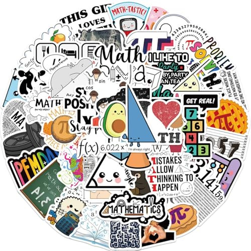 100 Mathe-Sticker für Schüler, Lehrer & mehr | Lustige Aufkleber für Wasserflaschen, Laptops & mehr | Mathematik-Dekoration für Klassenzimmer, Kinder & Jugendliche