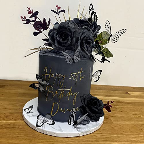 JeVenis Black Gothic Cake Decorations Rose Cake Topper Rip Cake Decoration | Death Cake Decorations Gothic Birthday Decoration Gothic Party Supplies