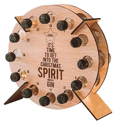 Wooden Tree Advent Calendar | Holds 12 Wine Bottles, Christmas Wine Rack & Countdown Holder - Christmas Countdown Calendar