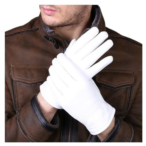 LPATEBCVU Herren Winter Lederhandschuhe Lederhandschuhe for Damen und Herren, mit festem Handgelenk Knöpfen, for, Lammfell, for Fahren