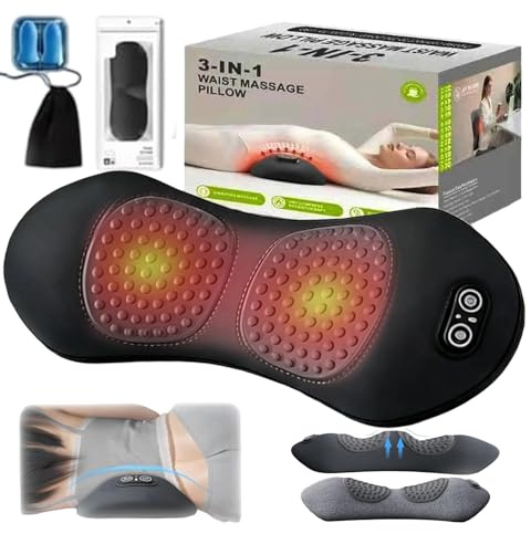 Vertebra 3-in-1 Fusion Massager, 2026 RüCkenmassagegeräT Testsieger Elektrisches MassagegeräT Mit WäRme, Vibration & LendenwirbelstüTze Gegen RüCkenschmerzen & Zur WirbelsäUlenentlastung (BLACK)