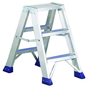 Svelt Sgabello Scaletta Professionale 4 gradini a Due Tronchi di Salita, in Alluminio Estruso Nervato