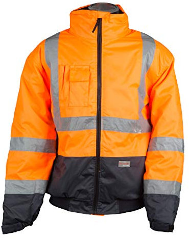 Workwear Warn- und Wetterschutzjacke, Style U-W 19, Farbe:Leuchtorange-Marine (Neon-Orange, 5XL)