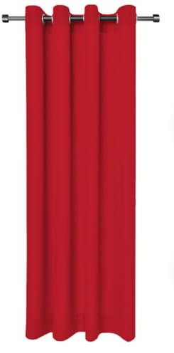 Rollmayer Vorhänge Schal mit Ösen Kollektion Vivid (Rot 12, 135x260 cm - BxH - 2 er Pack) Blickdicht Uni einfarbig Gardinen Schal für Schlafzimmer Schal