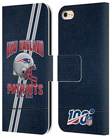Head Case Designs Offizielle NFL Football Streifen New England Patriots Logo Art Leder Brieftaschen Handyhülle Hülle Huelle kompatibel mit Apple iPhone 6 / iPhone 6s