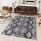 TAPISO Dream Teppich Modern Kurzflor Creme Schwarz Grau Meliert Schlange Design Tiermotiv Schlangenmotiv Schlafzimmer Wohnzimmer ÖKOTEX 120 x 170 cm