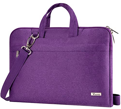 Voova Borsa Porta PC Portatile Custodia Laptop Computer 15 15.6 15,6 16 Pollici Impermeabile Antiurto con Tracolla e Maniglia Compatibile con Macbook Pro Dell Acer Hp Lenovo Donna Uomo Viola