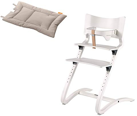 Leander Stuhl weiß - Hochstuhl - Kinderstuhl - Erwachsenenstuhl mit Babybügel + Kissen cappuccino