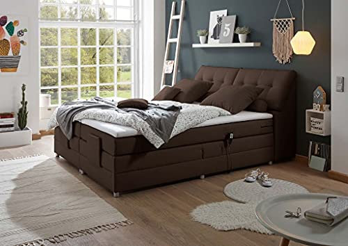 Froschkönig24 Concord 180x200 cm Boxspringbett Bett mit Motor Mokka, Ausführung:Variante 3