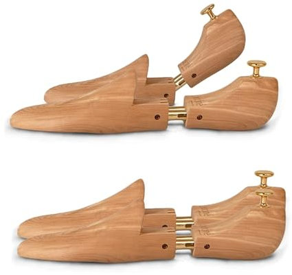 Cocciné -Schuhspanner Zedernholz, Schuhdehner Schuhweiter Extrastark, Knickschutz Schuhspanner Holz, Shoe Stretcher mit Einstellbarer Federn, für Alle Schuhe, 2 Paar, 43-44