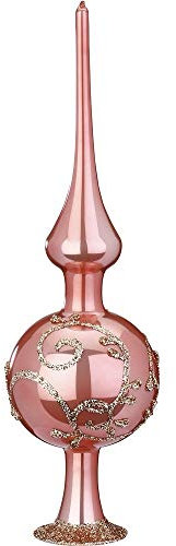 Christbaumspitze, Christbaumschmuck, Inge-Glas, deutsches Produkt, Spitze, 7 x 25 cm, Rokoko, bonbonrosa Opal
