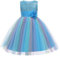 Ragazze Principessa Abito Paillettes Tulle Fiore Arcobaleno Colletto Rotondo Senza Maniche Abito Formale Festa di Compleanno Matrimonio Damigella d'Onore Ragazza Abiti da Sera per 3-9 Anni(Blu)