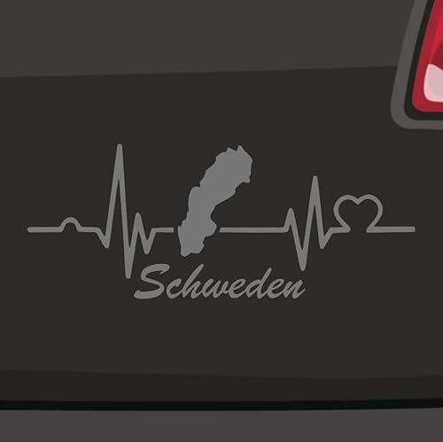 Herzschlag Schweden Aufkleber 6 Größen 21 Farben Stockholm Elch Wikinger Ostsee