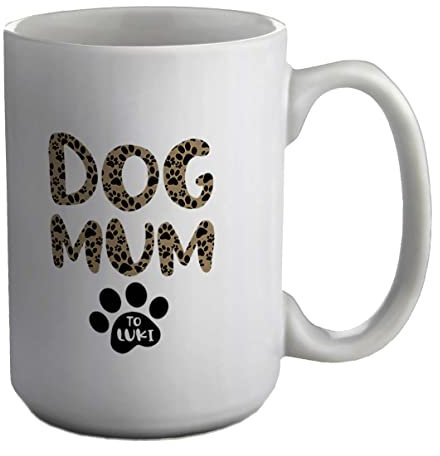 Shopagift Personalised Dog Mum Paw Pattern Animal White 15oz Large Mug Gift Cup