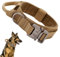 Ledeak Taktisches Hundehalsband, Verstellbares Militär-Hundehalsband mit Kommandogriff, Training Metallschnalle Nylon Verstellbar Hundehalsband für Hunde Training Freizeit Outdoor (XL, Braun)