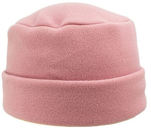 MELEGARI Damenhut mit Revers | Beanie Lyuba | Fleece Polar Fleece | Tasche | Made in Italy, Rosa, One size