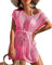 Rayson Mujer Vestido de Playa Ganchillo Bikini Cover up con Cuello en V Cubrir Blusa Camisolas Traje de Baño Vestido Punto Hueco(Rosa)