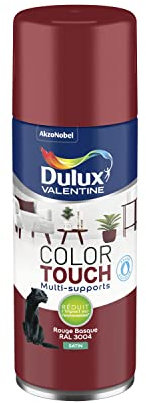 Dulux Valentine Peinture Intérieure et Extérieure Aérosol Color Touch - Pour bois, plastique, PVC, carton, papier - Rouge Basque Satin - 400ml