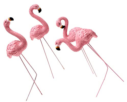 VANZACK 4 Stück Flamingo-Mikrolandschaft Blumentopfdekorationen Flamingo-Pfadpfahl Ornament tortendeko Einschulung Rasenflamingo Gartenkunst Tier Topfpflanze Kunsthandwerk Plugin Harz Rosa