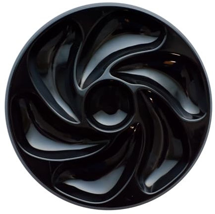 ASSIETTES A HUITRES NOIRE NOIR 6 COMPARTIMENTS +1 POUR LE CITRON, SAUCE. FABRICATION FRANÇAISE DIAMÈTRE 20 CM