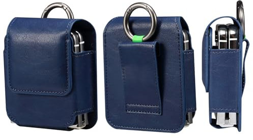 Etui de Clip de Ceinture Cuir pour Téléphone Homme Compatible avec Samsung Galaxy Z Flip 6/5/4/3/2/5G, Pochette Ceinture Smartphone Porte-Monnaie Compatible avec Huawei Pocket 2/Pocket S/Nova Flip