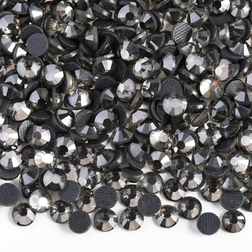 1440 Pcs 2.8mm Resin Crystal Rhinestones, Reflective Flat Back Crystal Diamantes, SS10 Transparent Black Rhinestones for Nail Art & Scrapbooking Embellishments, Gem Crystal for DIY Decoration