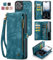 SWP Wallet Case Compatible with iPhone 16 Pro, Case w/Magnetic Detachable Cover [8 Card Slots] Clutch Wallet w/Wristlets Money Pocket (Teal, 16 Pro)