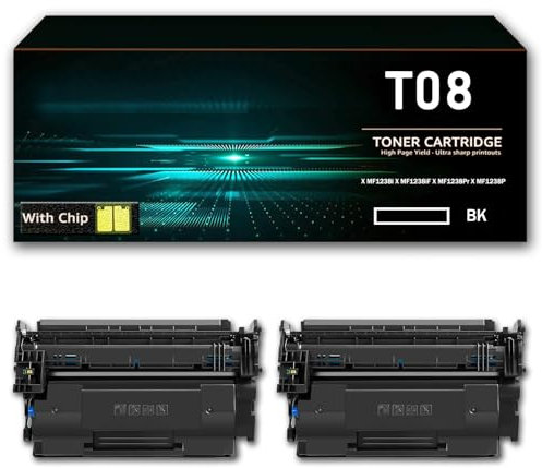 Kompatibles T08-Tonerkartuschenset in Schwarz, funktioniert mit Canon imageCLASS X MF1238i X MF1238iF X MF1238Pr X MF1238P Drucker, einfaches Nachfüllen von Pulver, hohes Druckvolumen,2PCS-11000 Pages