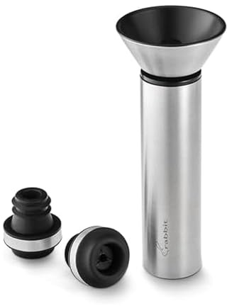Rabbit Wine Vacuum Pump with Two Preserving Bottle Stoppers Easy-to-Use Wine Preserver Set
