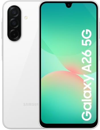 Samsung Galaxy A26 5G Smartphone, Awesome Intelligence, 8GB Memory, 256GB Storage, 50MP Camera, White, 3 Year Manufacturer Extended Warranty (UK Version)