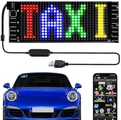LED Augen füR LKW und Auto, 12 x 59.5 cm Devil Eyes Programmierbar ZubehöR, LED Display Namensschild Leuchtschild Neon Sign, Bluetooth Teufelsaugen Matrix Panel, USB 5V