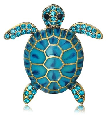 Prosy Broche en forme de tortue de mer en cristal pour robe de fête avec strass - Accessoires élégants pour femme