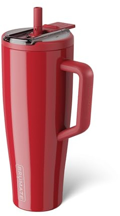 BrüMate Era Flip 40oz Tumbler with 100% Leakproof Covered Straw Lid | Hygienic Covered Straw | Insulated Stainless Steel Water Bottle with Handle | Cup Holder Friendly | BPA-Free (Maraschino)