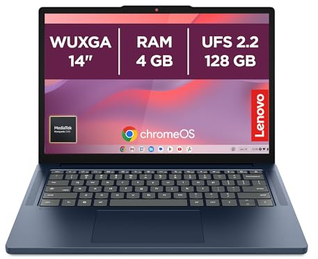 Lenovo Chromebook | Laptop | MediaTek | 4GB RAM| 128GB SSD | Ohne Netzteil | 14 WUXGA Display | MediaTek Kompanio 540 | 4GB RAM | 128GB UFS 2.2| ARM Mali-G57 MC3 Grafik | ChromeOS | QWERTZ | Blau