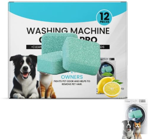 Washing Machine Cleaner Pro Tablets, Remove Odour & Pet Hair, 12Pack | Clean the Inner Drum and Laundry Tub Seal, All Washing Machines, Eliminates Odour Mould Detergent Residue (1 Box)