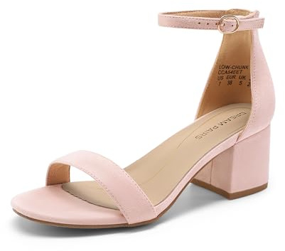 DREAM PAIRS Womens Bridal Sandals Glitter Ladies Mid Low Block Heels Ankle Strap Strappy Wedding Party Evening Prom Open Toe Shoes LOW-CHUNK