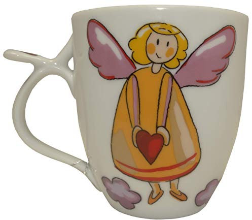 Cha Cult Porzellan Teetasse mit Schutzengel Motiv (mit Herz, rot)