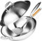 Willow & Everett Wok Pan - Padella antiaderente in acciaio inox con coperchio a cupola e spatola in bambù, pentole antigraffio per gas, induzione o stufa elettrica