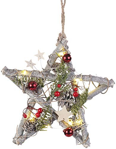 Britesta Weihnachtsstern: Deko-LED-Stern aus Nussholz mit echten Pinienzapfen, handgefertigt (Weihnachtsstern Deko, Fensterdeko Holz, Weihnachtsbeleuchtung)