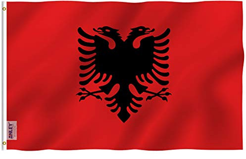 ANLEY Fly Breeze 3x5 Piedi Bandiera Albania - Colore Vivido e Resistente Ai Raggi UV - Testata In Tela E Doppie Cuciture – Bandiera Nazione Albania Poliestere Anelli Ottone 3 X 5 Piedi