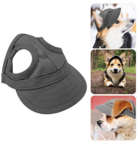 Baseballmütze für Haustiere, Hunde Mütze Hund Sport Hut Hunde Sonnenhut Einstellbare Streifen Sommer Reise Hut mit Ohrlöcher(M-Schwarz)