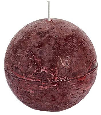 Spaas 6 Rustikale geruchlose Kugelkerzen 80 mm, ± 24 Stunden, weinrot