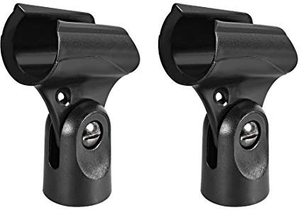 sourcing map 2Pcs Universal Microphone Mic Clip Holder for 20-23mm Mic Stand Handheld 15mm Thread Dia