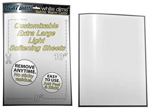 LightDims White Dims Light Dimming / Softening Sheets for Harsh LED Lights, Electronics and Appliances and more. Dims 15-30% of Light, 8”x10” Extra Large Size. (2 sheets)