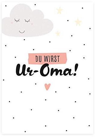Him & I® - Du wirst Ur-Oma Postkarte - Schwangerschaftskarte zur Baby Ankündigung, Karte für Uroma zur Ankündigung der Schwangerschaft - Maße: 16,5 cm x 11,5 cm