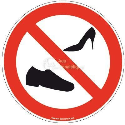 AUA SIGNALETIQUE - Panneau Chaussures interdites - Ø 200 mm, Aluminium Dibond 3mm