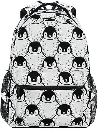 Mädchen-Rucksack mit Pinguin-Motiv für die Schule, niedliches Tier, weiß, Büchertaschen für Kinder, Jungen, Teenager, Kleinkinder, modischer Tagesrucksack, Reise-Laptop-Tasche, weiß