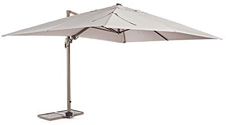 Stilè Ombrellone Decentrato da Giardino in Alluminio 3x4m Tortora Base Decentrata Telo Poliestere e Rotazione 360°