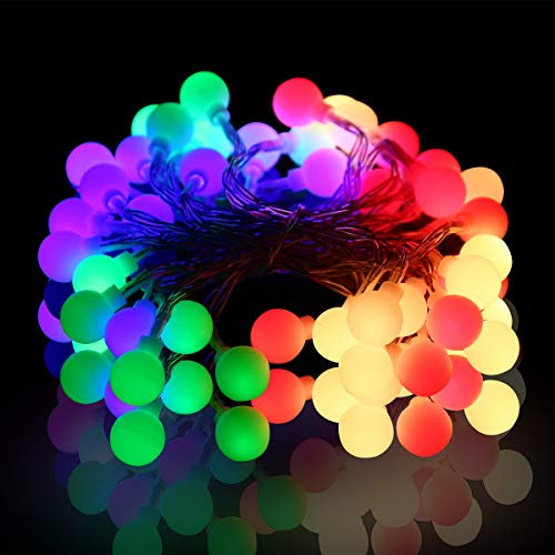 Fulighture LED Kugel Lichterkette,5M(16.41FT) 40er Globe LED mit Batteriebetrieben,Bunt,P65 Wasserdicht,Globe Lichterkette für Weihnachten Party Garten Hochzeit Balkon Deko, Mehrfarbig